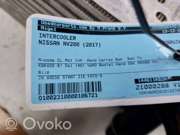 Nissan NV200 Chłodnica powietrza doładowującego / Intercooler 14461-1K82A