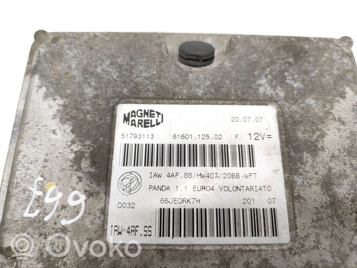 Fiat Panda II Komputer / Sterownik ECU i komplet kluczy 51793113