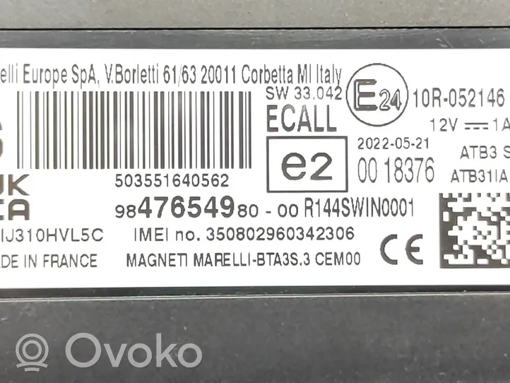 Opel Corsa F Bluetoothin ohjainlaite/moduuli 9847654980