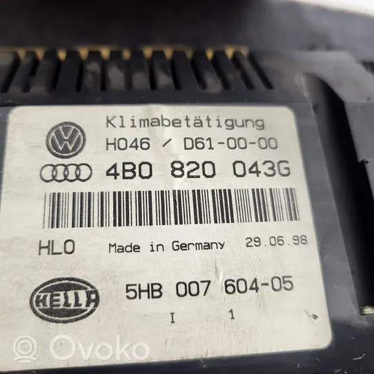 Audi A6 S6 C5 4B Ilmastoinnin ohjainlaite 4B0820043G