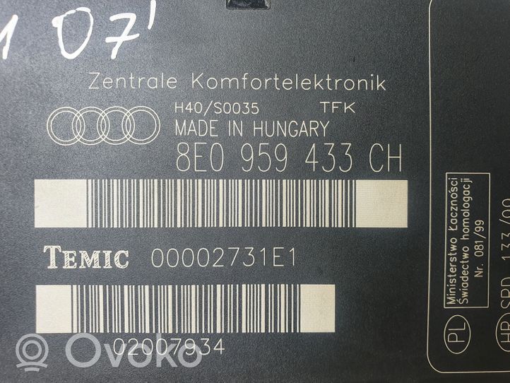 Audi A4 S4 B7 8E 8H Moduł / Sterownik komfortu 8E0959433CH