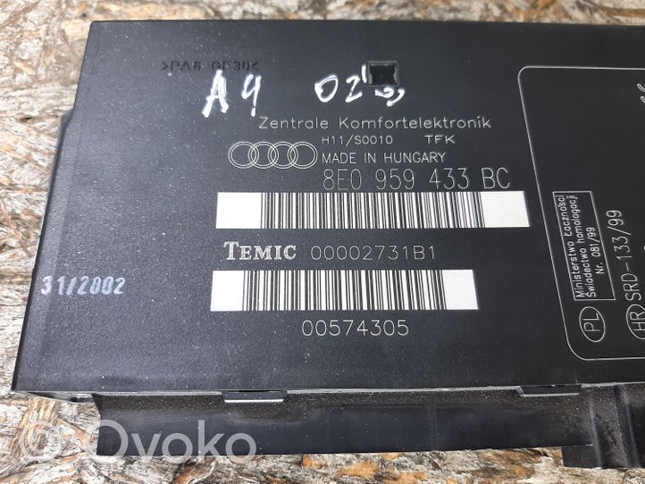 Audi A4 S4 B6 8E 8H Moduł / Sterownik komfortu 8E0959433BC