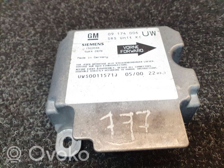 Opel Astra G Module de contrôle airbag 09174006UW