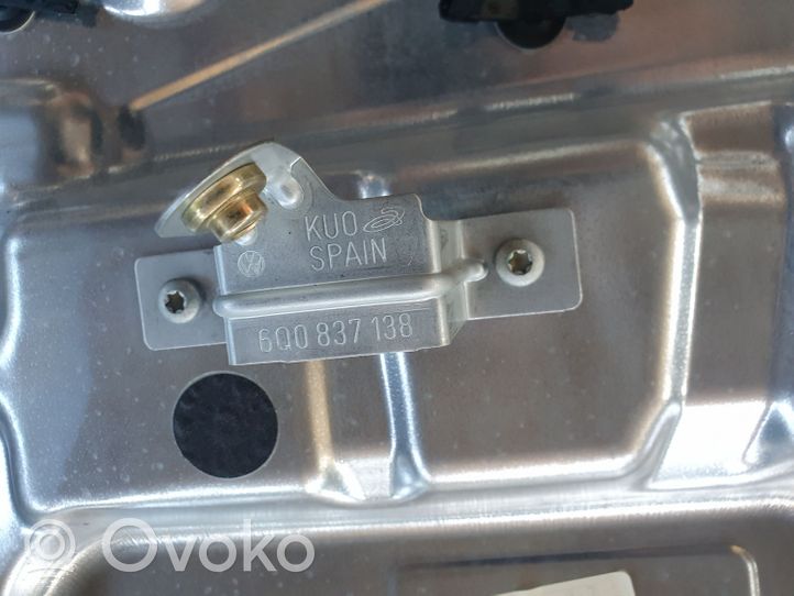 Volkswagen Polo Front window lifting mechanism without motor 6Q0837751