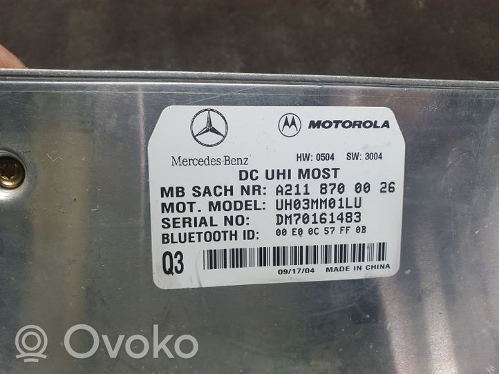 Mercedes-Benz E W211 Bluetoothin ohjainlaite/moduuli A2118700026