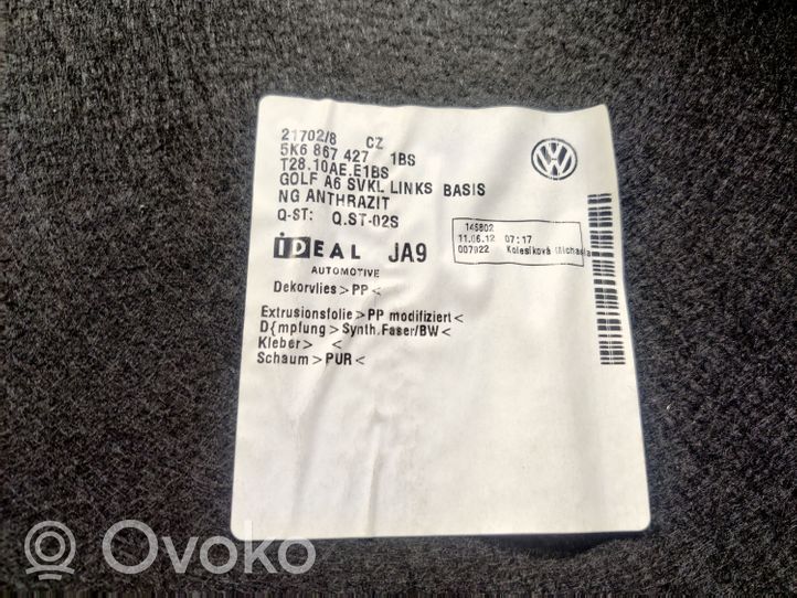 Volkswagen Golf VI Tavaratilan/takakontin alempi sivuverhoilu 5K6867427