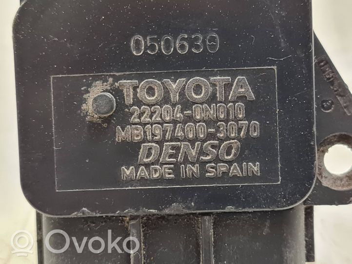 Toyota Corolla Verso E121 Ilmamassan virtausanturi 222040N010