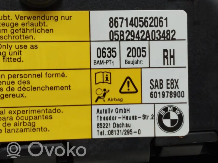 BMW 1 E81 E87 Sėdynės oro pagalvė 867140562061