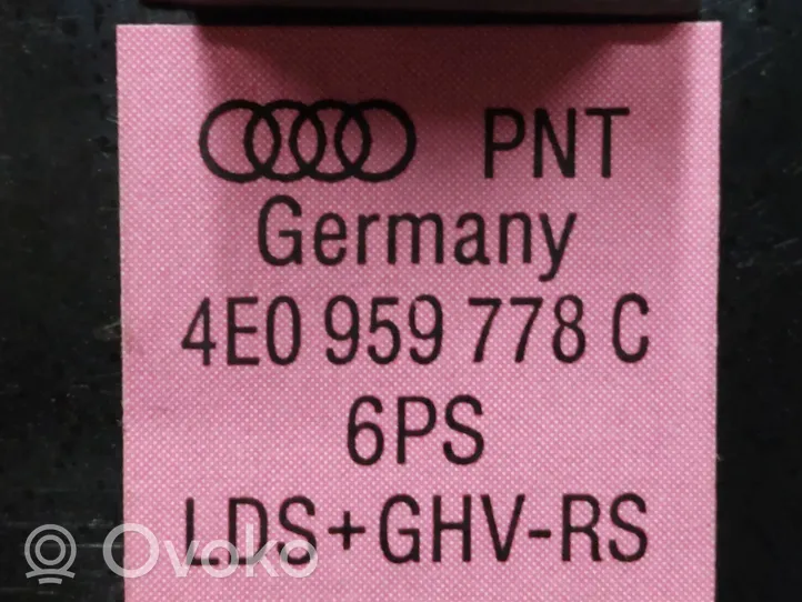 Audi A8 S8 D3 4E Commutateur de commande de siège 4E0959778C