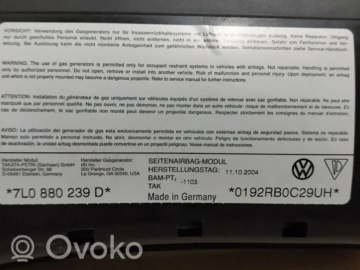 Volkswagen Touareg I Airbag de siège 7L0880239D