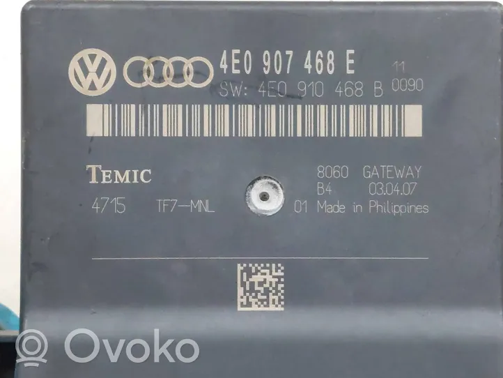 Audi A8 S8 D3 4E Moduł sterowania Gateway 4E0907468E