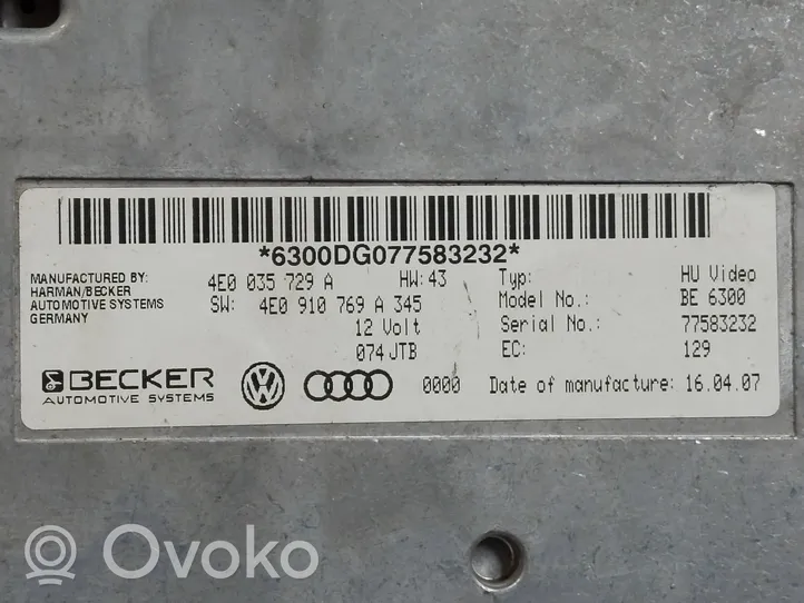 Audi A8 S8 D3 4E Moduł / Sterownik GPS 4E0035729A