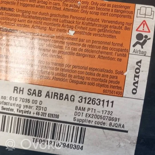 Volvo S60 Airbag de siège 31263111