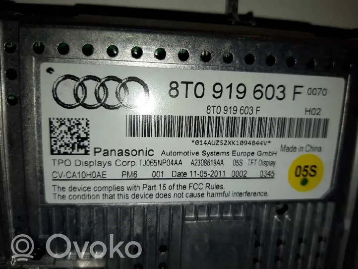 Audi A5 Sportback 8TA Écran d'affichage supérieur 8T0919603F