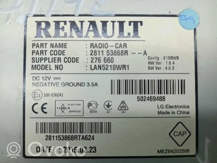 Renault Clio IV Moduł / Sterownik dziku audio HiFi 281153868R