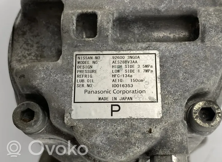 Nissan Leaf I (ZE0) Compressore aria condizionata (A/C) (pompa) 926003NG0A