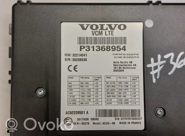 Volvo S90, V90 Puhelimen käyttöyksikkö/-moduuli 31368954