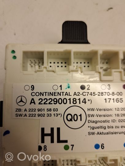 Mercedes-Benz C AMG W205 Oven ohjainlaite/moduuli A2229001814