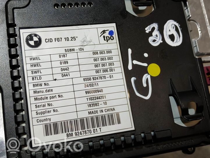 BMW 5 GT F07 Monitori/näyttö/pieni näyttö 9247870