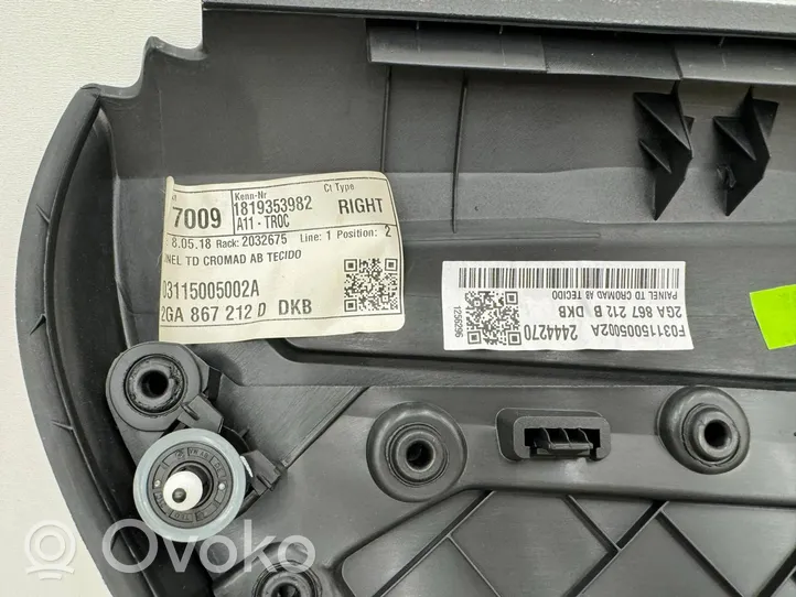 Volkswagen T-Roc Takaoven verhoilu 2GA867212