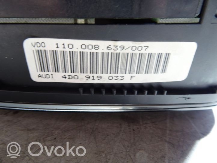 Audi A8 S8 D2 4D Compteur de vitesse tableau de bord 4D0919033F