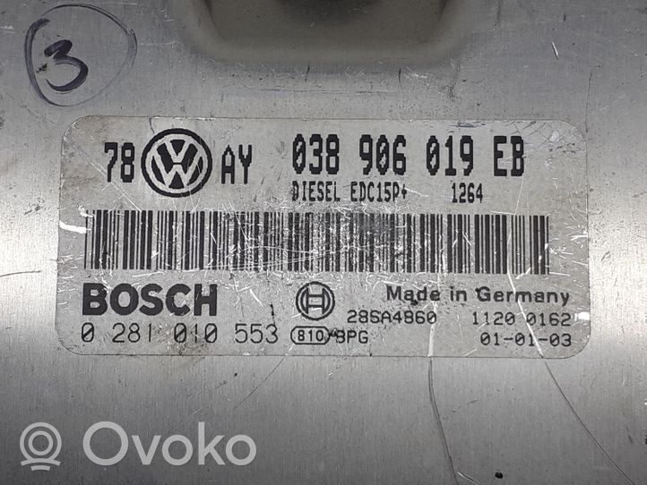 Volkswagen PASSAT B5.5 Variklio valdymo blokas 038906019EB