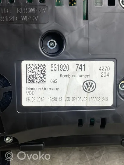 Volkswagen Golf VII Compteur de vitesse tableau de bord 5G1920741