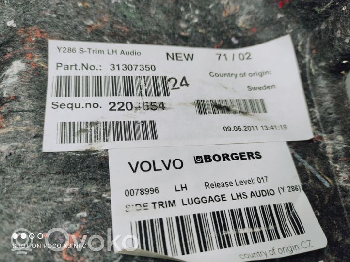 Volvo S80 Tavaratilan/takakontin alempi sivuverhoilu 31307350