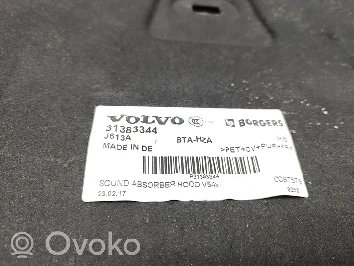 Volvo S90, V90 Aislante calor/ruido del capó/tapa del motor 31383344