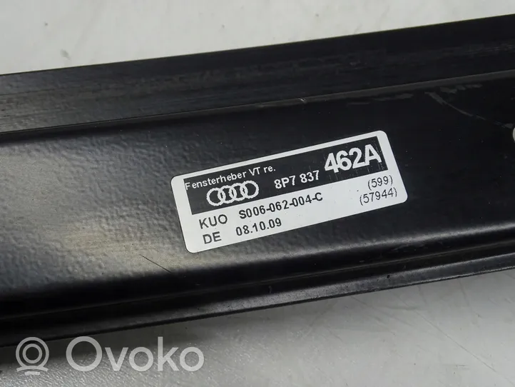 Audi A3 S3 8P Elektryczny podnośnik szyby drzwi przednich 8P7837462A