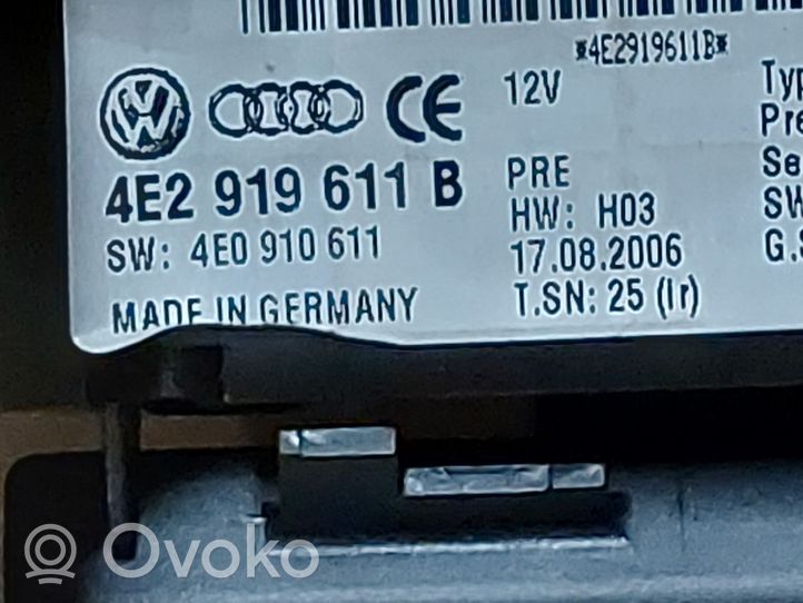 Audi A8 S8 D3 4E Unité de contrôle MMI 4E2919611B