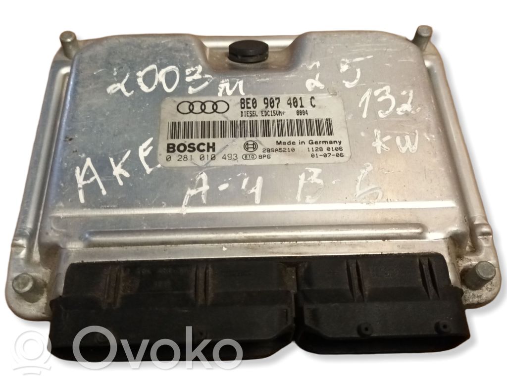 Unidad de control/módulo del motor   8E0907401C,0281010493,28SA5210