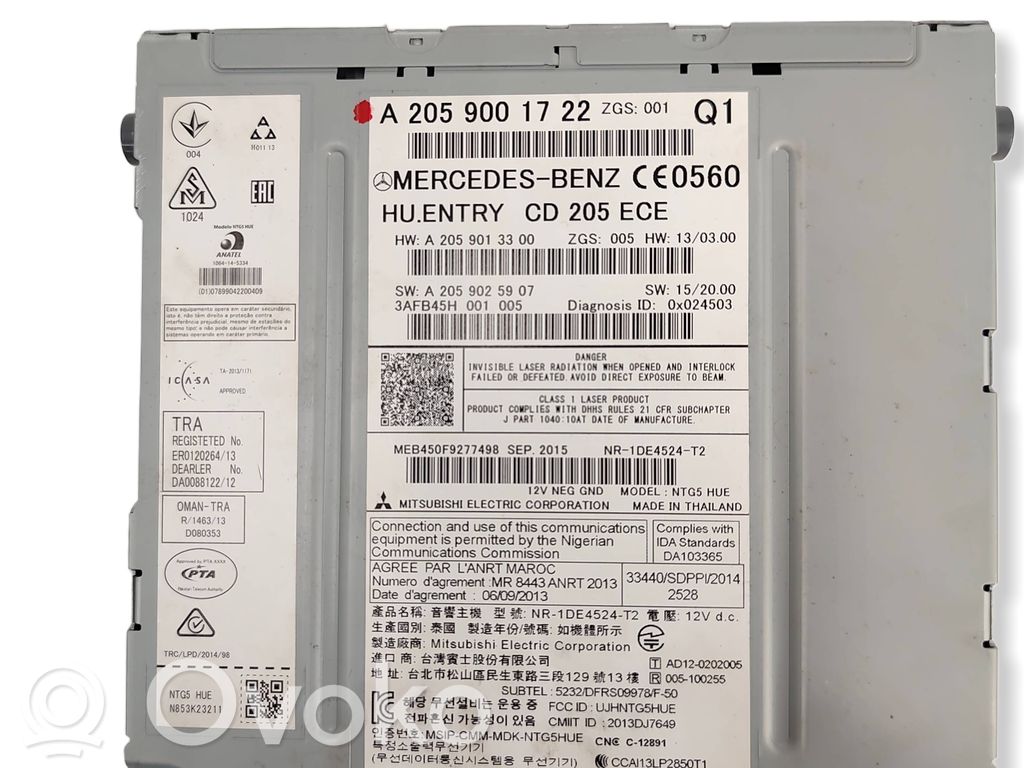 Mercedes-Benz C W205 Panel / Radioodtwarzacz CD/DVD/GPS 