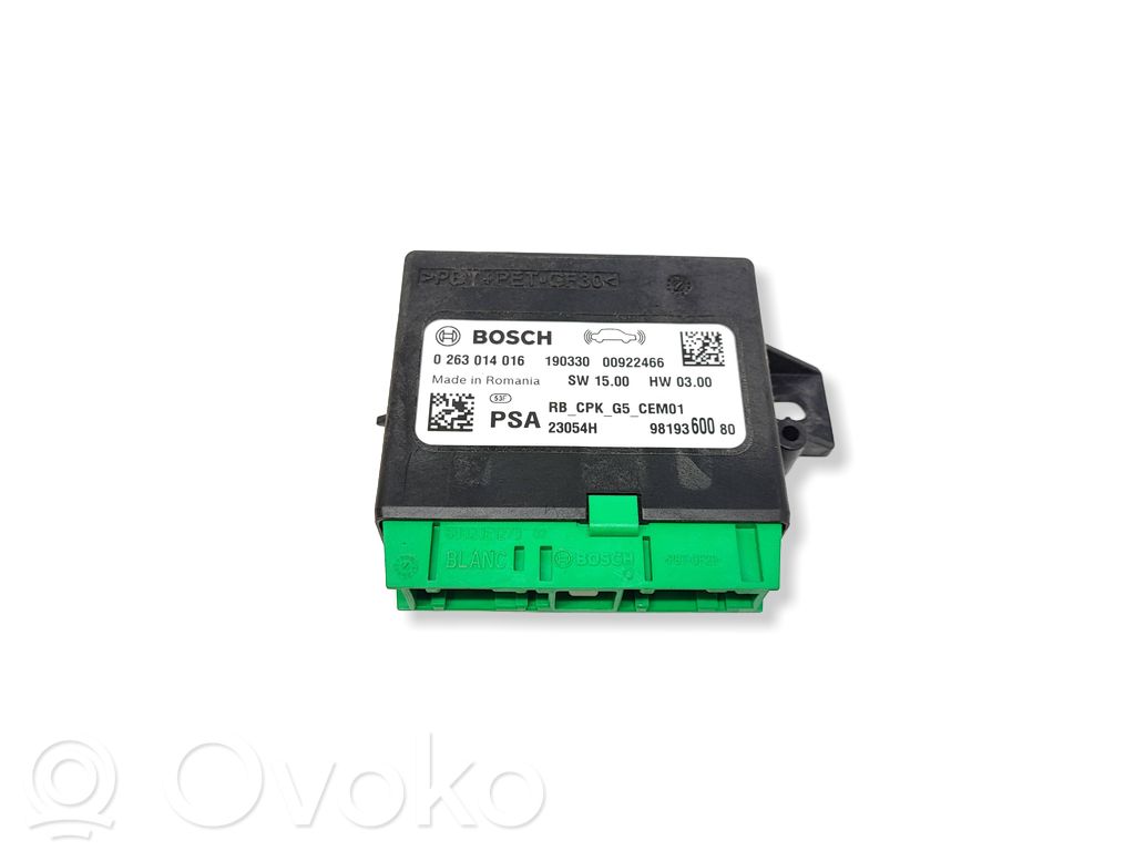 Citroen Jumpy Pysäköintitutkan (PCD) ohjainlaite/moduuli 