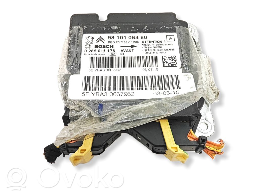 Sterownik / Moduł Airbag   9810106480,YBA30067962,0285011178