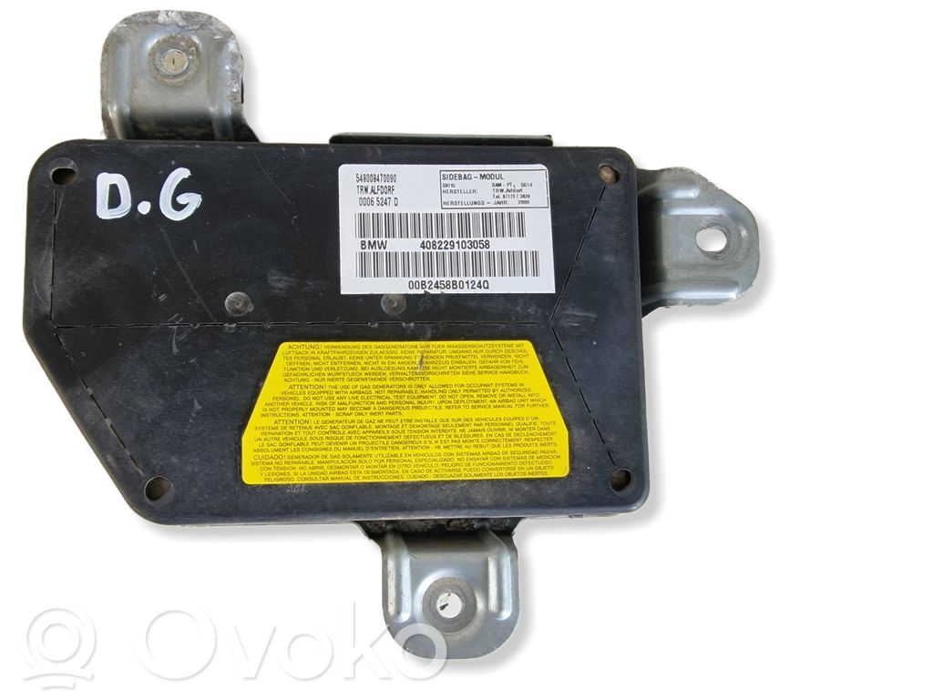 BMW 3 E46 Aizmugurējo durvju drošības spilvens 