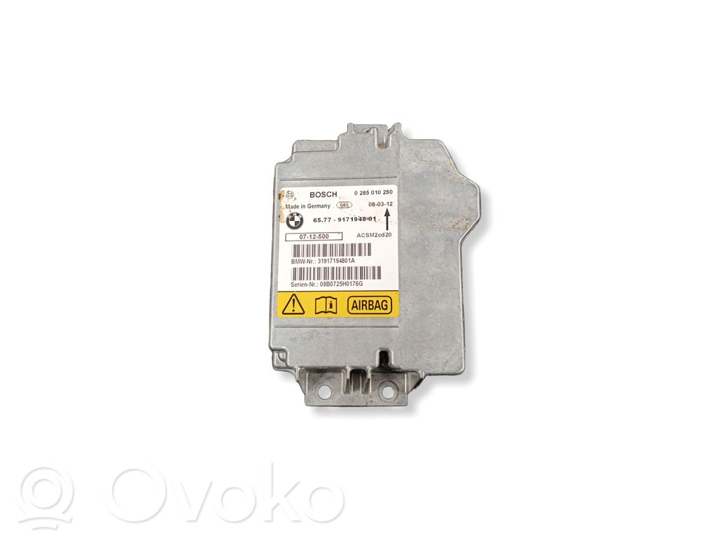 Unidad de control/módulo del Airbag   9171948,0285010250,08B0725H0176G,31917194801A
