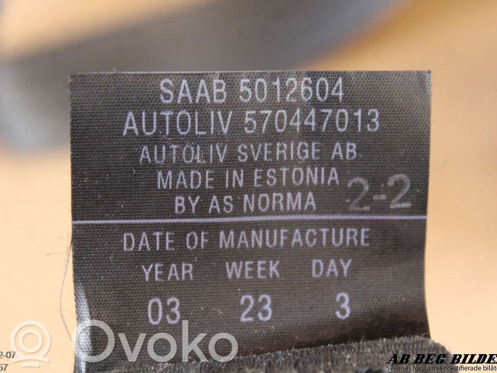 Saab 9-5 Saugos diržas galinis 