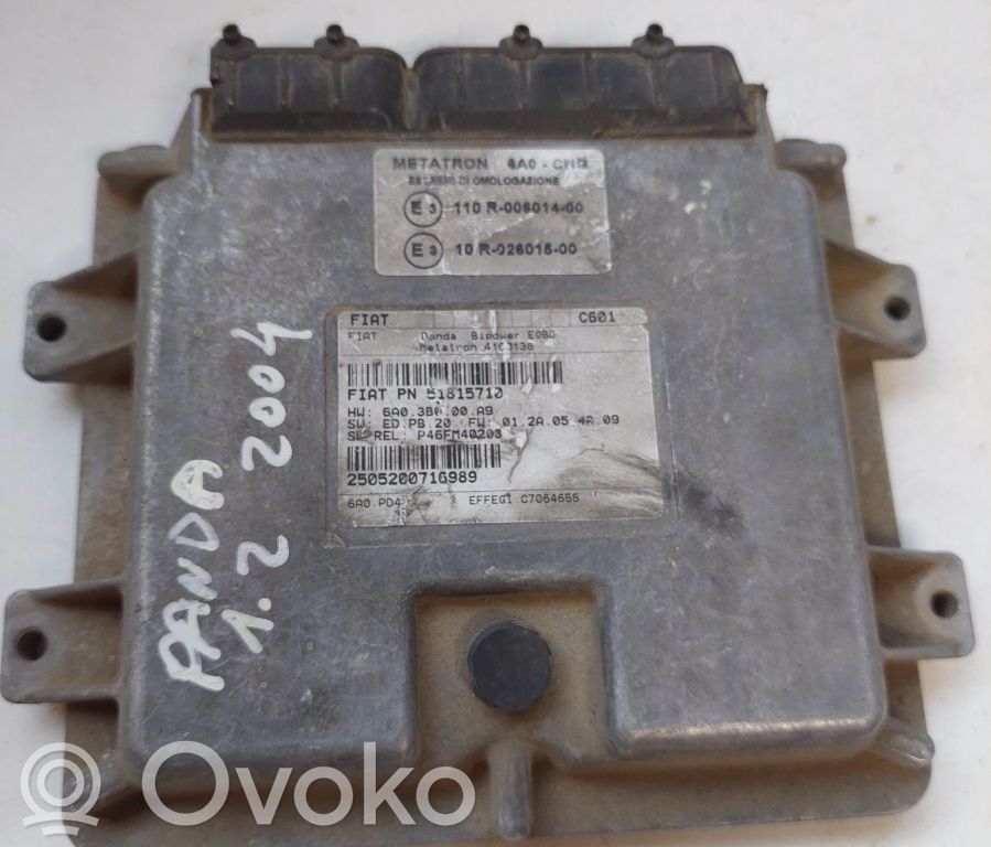 Fiat Panda II Unidad de control/módulo ECU del motor 