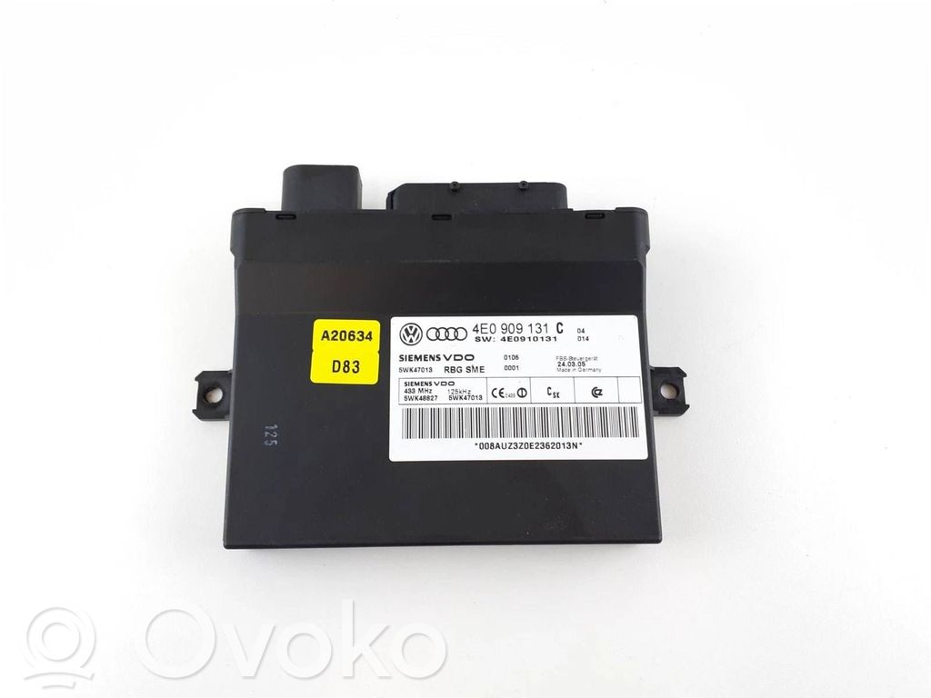 Audi A8 S8 D3 4E Keyless go vadības bloks 