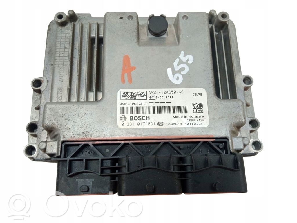 Engine control unit/module   AV2112A650GC,0281017831,70KM,TDCI