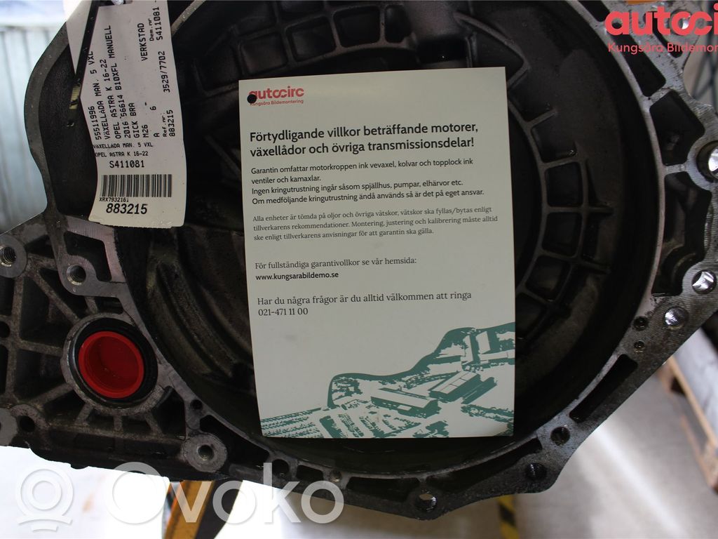 Opel Astra K Caja de cambios manual de 5 velocidades 