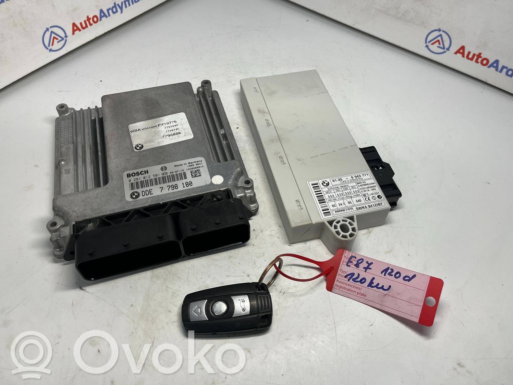 BMW 1 E81 E87 Moottorinohjausyksikön sarja ja lukkosarja 