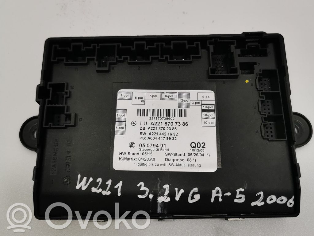 Mercedes-Benz S W221 Oven ohjainlaite/moduuli 
