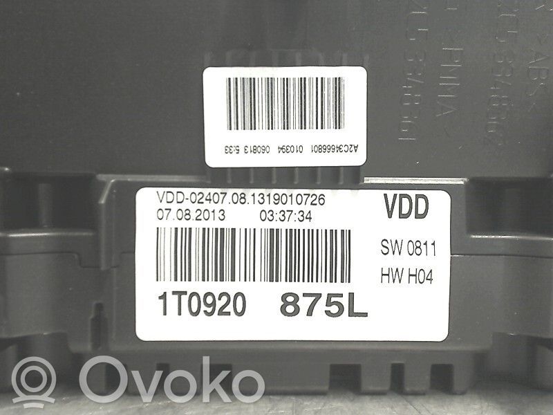 Licznik / Prędkościomierz   1T0920875LX,A2C34666801,1T0920875L