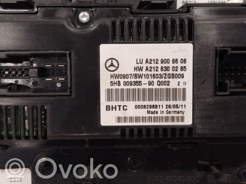 Mercedes-Benz E W212 Console centrale, commande chauffage/clim