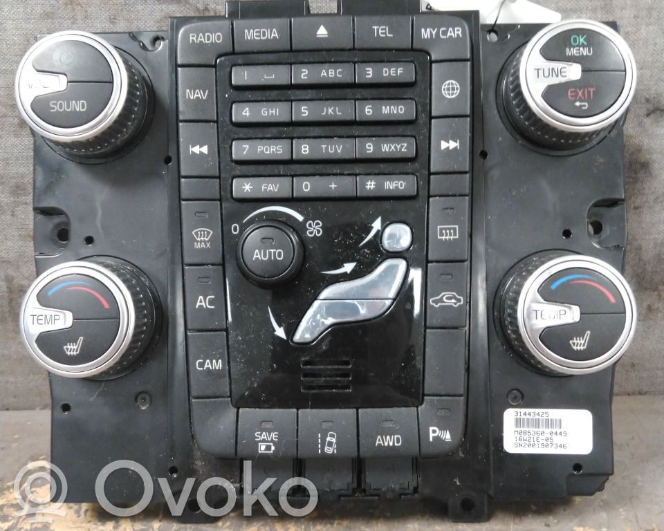 Volvo V60 Console centrale, commande chauffage/clim 