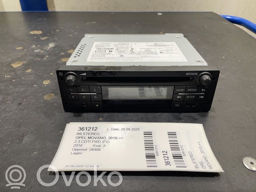 Opel Movano B Panel / Radioodtwarzacz CD/DVD/GPS 