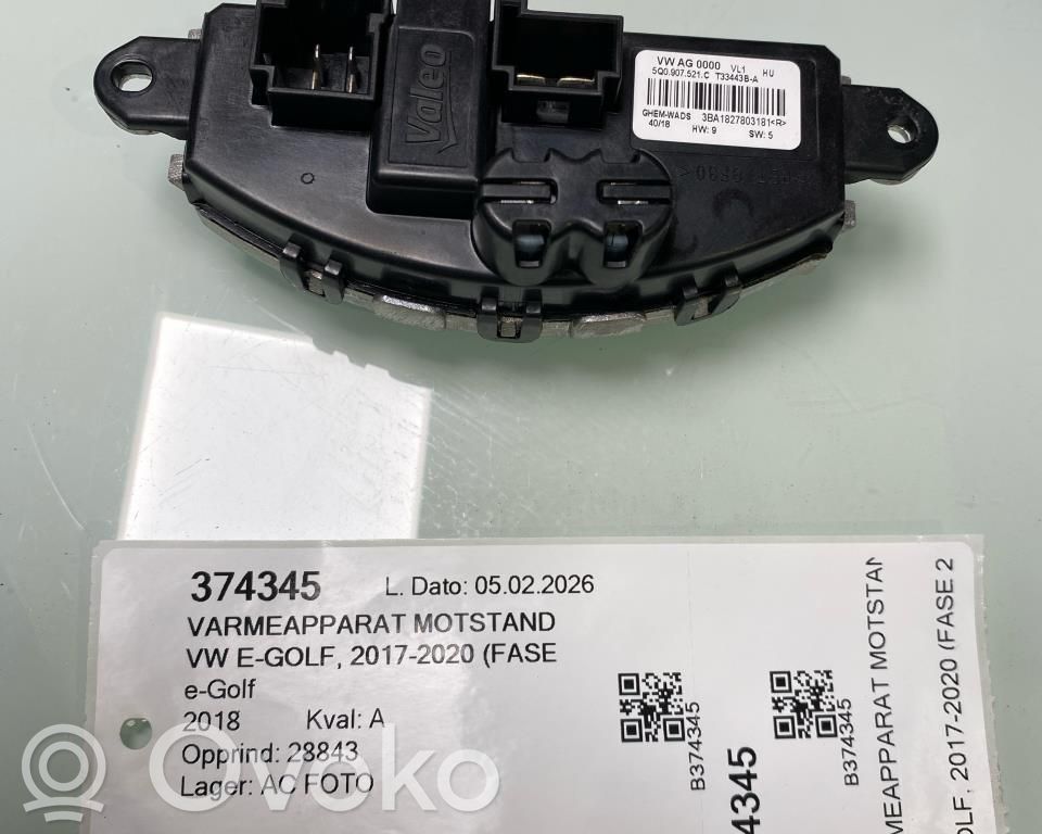 Volkswagen e-Golf Motor aerotermă/rezistor ventilator 