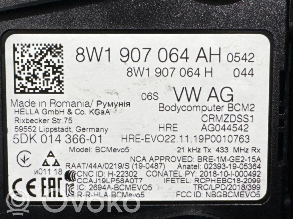 Central body control module   8W1907064AH,8W1907064DH,8W1907064DH,5DK01436601,8W1907064AH,8W1907064DH